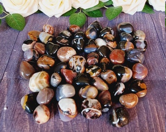 Black Sardonyx (Onyx & Carnelian) Large Tumbled Stones- Mental Clarity, Strength, Willpower, Protection