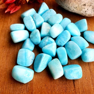 Blue Aragonite Tumbled Stones: Third Eye Chakra, Communication