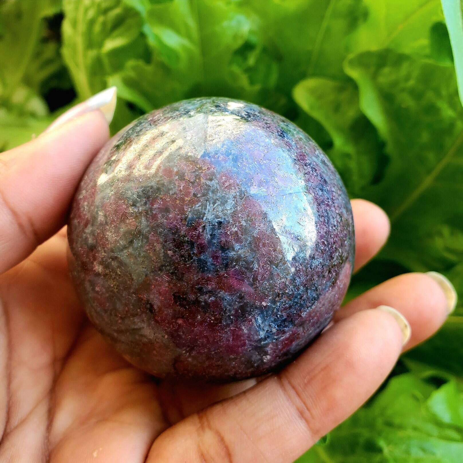 Beautiful RARE Ruby with Black and Blue Kyanite Sphere | Etsy