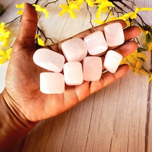 L/XL Pink Calcite Tumbled Stones: Heart Chakra Healing Crystals
