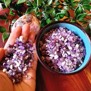 Amethyst Crystal Chips - 1oz bag- Candle Making- Memory Enhancement, Self-Worth, Calmness, Visualization/Dream Recall