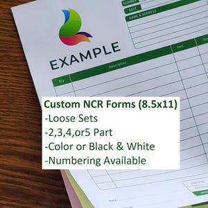 NCR Loose Sets- 8.5x11 (Letter), Custom Forms (Carbonless), 2-5 Part, Color or B&W