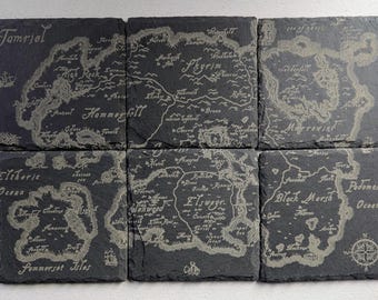 Elder Schriftrollen Karte von Tamriel Untersetzer Set
