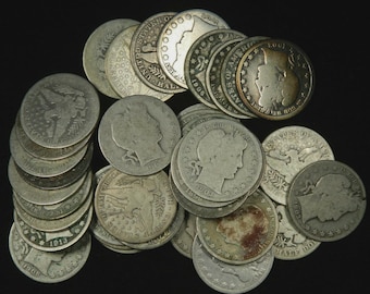 Barber Half Dollars, 90% Silver Coin Lot, Circulated Cull, Choose How Many!
