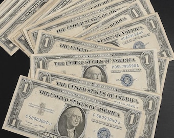 1957 One Dollar Silver Certificate – Blue Seal US Bill – Vintage Paper Currency Collectible Note