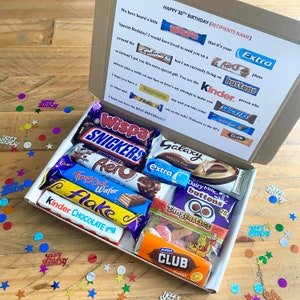 Personalised 30th 40th 50th 60th 70th 80th 90th Birthday Chocolate Gift Box: Sweets Letterbox Present