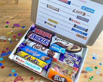 Personalised 30th 40th 50th 60th 70th 80th 90th Birthday Chocolate Gift Box: Sweets Letterbox Present