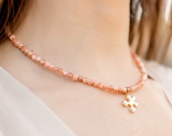 Sunstone Beaded Necklace