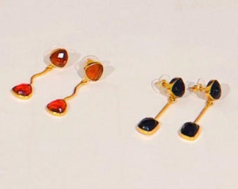 Dangle Earrings: Pink Tourmaline and Onyx