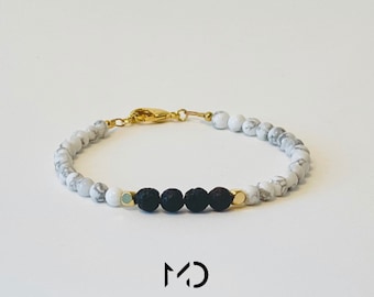 Howlite with Lava beads