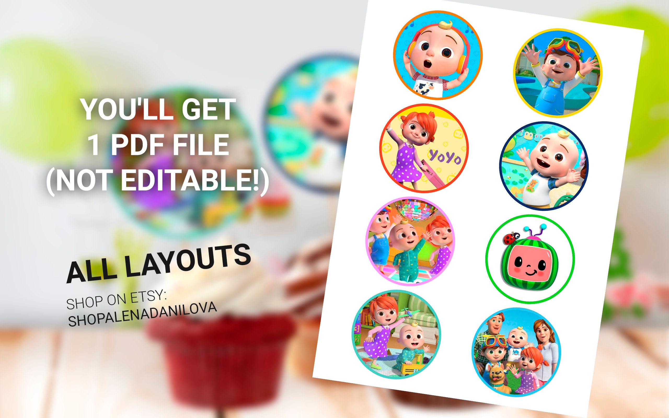 Cocomelon / Cupcakes Toppers / Printable / Digital File / | Etsy