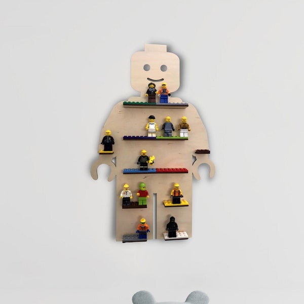 BOY Nursery Room Figures Display Shelf, HANDMADE Gift, miniature Boy with bricks Wall Decor