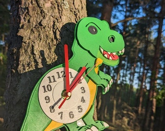 Adorable Dinosaurs Wall Clock, Cute Baby Dino Wall Clock Handcrafted, Boy Dinosaurs Nursery Kids Clock Unique, Kids Room Decor, Dino Gift