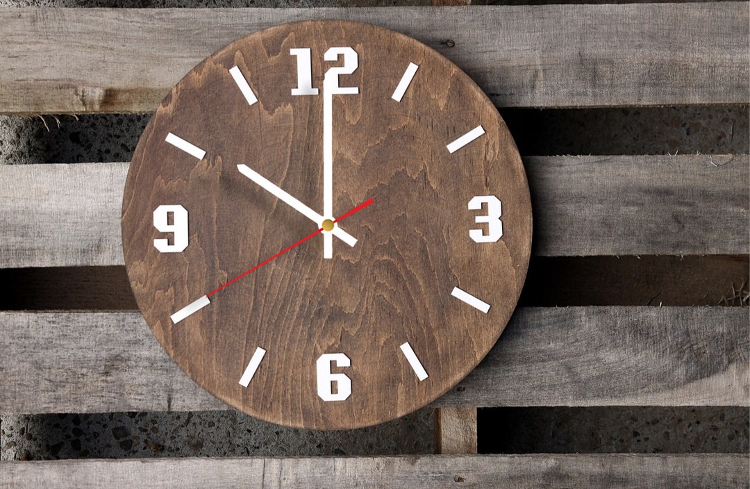 Handmade Wooden Clock, Wooden Clock Wall Decor, Wooden Large Wall Clock