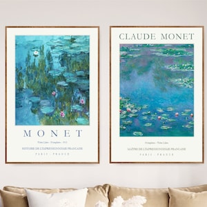 Claude Monet Art Prints, Museum Poster Monet, Exhibition Poster Claude Monet, Gallery Wall Set