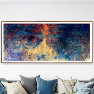 Claude Monet Museum Panoramic Large Art Print, Wall Art Decor - Water Lilies - 1917