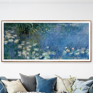 Claude Monet Horizontal Wall Art  Museum Poster, Extra Large Print - Waterlilies