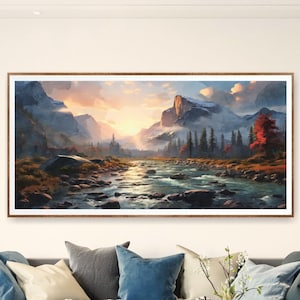 Yosemite National Park-poster, extra grote horizontale muurkunst natuurberg