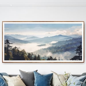 Blue Ridge Mountain Art Canvas or Poster, National Park Extra Large Horizontal Wall Art, Travel Print