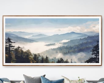 Blue Ridge Mountain Art Canvas or Poster, National Park Extra Large Horizontal Wall Art, Travel Print