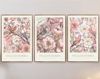 William Morris Pink Floral Botanical Print: Colorful Gallery Wall Art