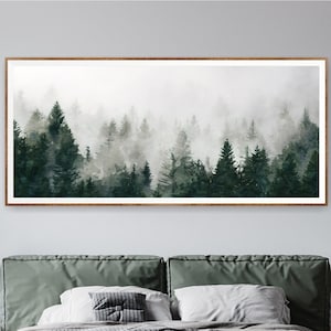 Mountain Forest Panoramic Wall Art Print: Extra Large Canvas or Poster