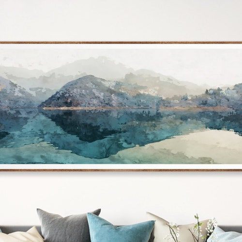 Panoramic Lake House Wall Art National Park Poster Watercolor - Etsy