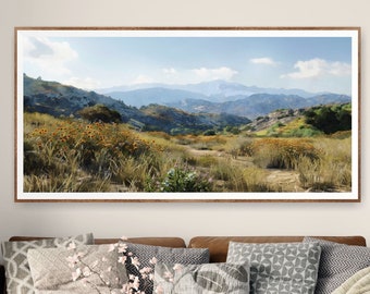 California Landscape Art Print: Watercolor Mountain View