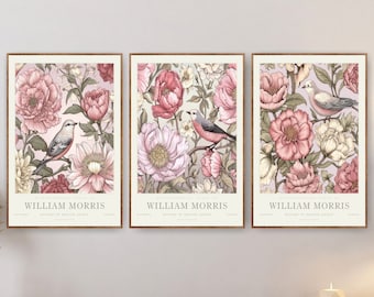 William Morris Pink Floral Art Print: Botanical Gallery Wall Decor