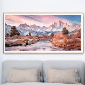 Berge Panorama Landschaft Natur, Grand Teton, Leinwand Wandkunst, Nationalpark Poster, extra großer horizontaler Druck