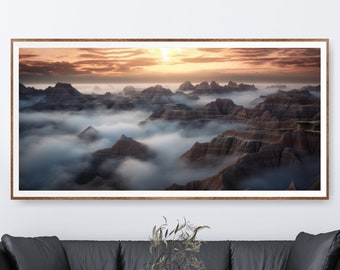 Badlands National Park Panoramic Canvas Print: Horizontal Landscape Art