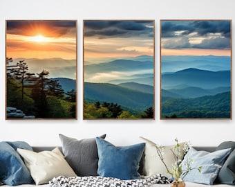 Blue Ridge Mountains, National Park Set of 3 Posters, Canvas Wall Art