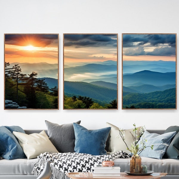 Blue Ridge Framed Canvas Etsy