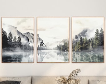 Yosemite Mountain Prints: National Park Wall Art Set of 3
