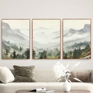 Parque Nacional de las Montañas Yosemite conjunto de 3 grandes impresiones de montañas de acuarela, arte de pared de lienzo