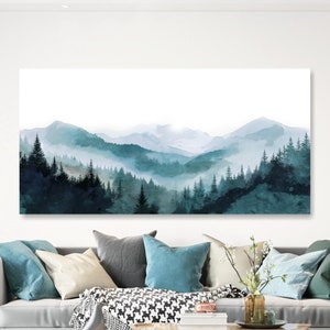 Blue Ridge Mountains Panoramic Watercolor Wall Art
