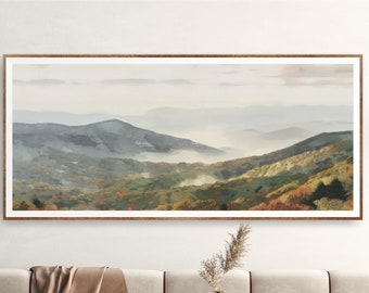 Blue Ridge Mountains National Park Poster, Extra Large Horizontal Wall Art, Watercolor Travel Print