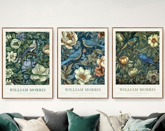 William Morris Floral Trendy Botanical Prints, Extra Large Colorful Wall Art, Canvas option available