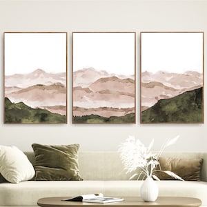 National Park Mountain Wall Art Watercolor Set of 3 Prints - Poster or Canvas Lake House Decor
