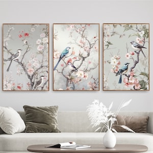 Trendy Set of 3 Chinoiserie Wall Art Prints, William Morris Posters