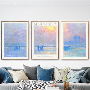 Monet Art Poster Prints, Set of 3 Gallery Wall Exhibition Museum Posters or Canvases