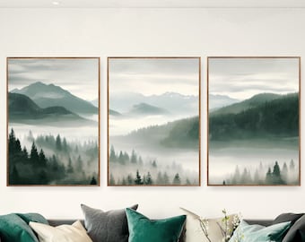 Great Smoky Mountains National Park Posters Set of 3 Extra Large Watercolor Prints, Canvas Wall Art