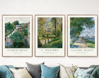 Claude Monet Gallery Wall Art Prints, Set of 3 Exhibition Museum Posters
