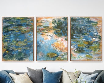 Claude Monet Gallery Art Print, Museum Wall Set Exhibition Poster - Water Lily Pond - 1919