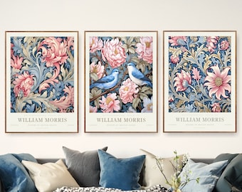 William Morris Floral Trendy Botanical Prints, Extra Large Colorful Wall Art, Canvas option available