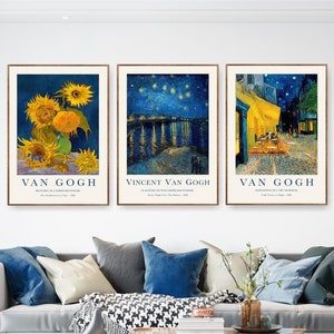 Set of 3 Van Gogh Art Prints, Exhibition Posters, Gallery Wall Set