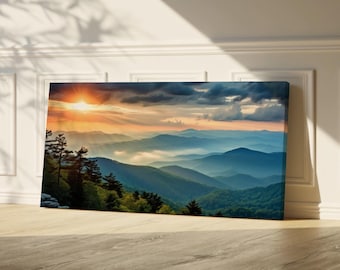 Blue Ridge Mountains Panoramic Wall Art, Extra Large Canvas Print or Poster