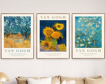 Set of 3 Art Prints, Van Gogh Exhibition Posters, Gallery Wall Set