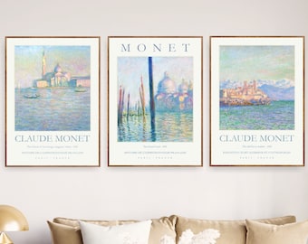 Claude Monet Gallery Wall Art Set of 3 Exhibition Poster Prints