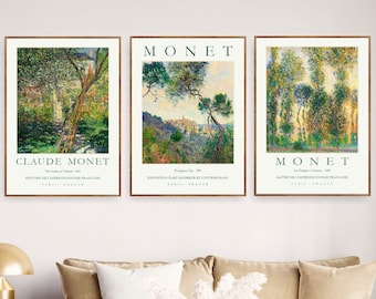 Claude Monet Set of 3 Prints, Gallery Wall Art Set Museum Poster